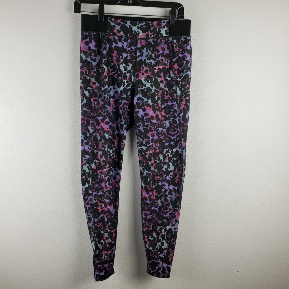 Cycle House Women's L High Waist Athletic Leggings Purple Pink Animal‎ Print